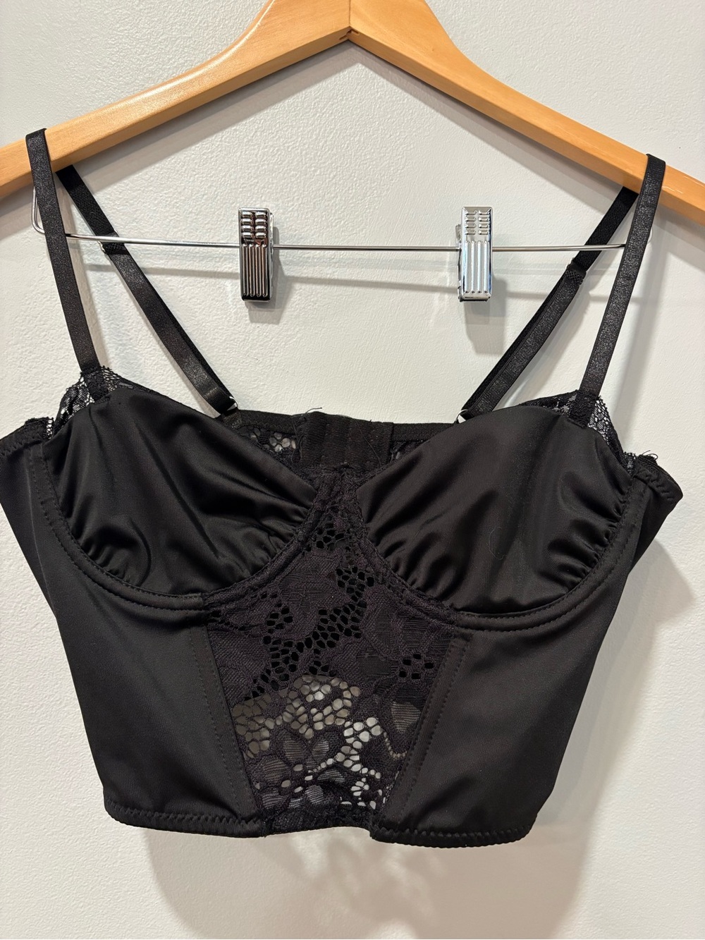 Mono B Black Lace Spandex Bustier Bralette